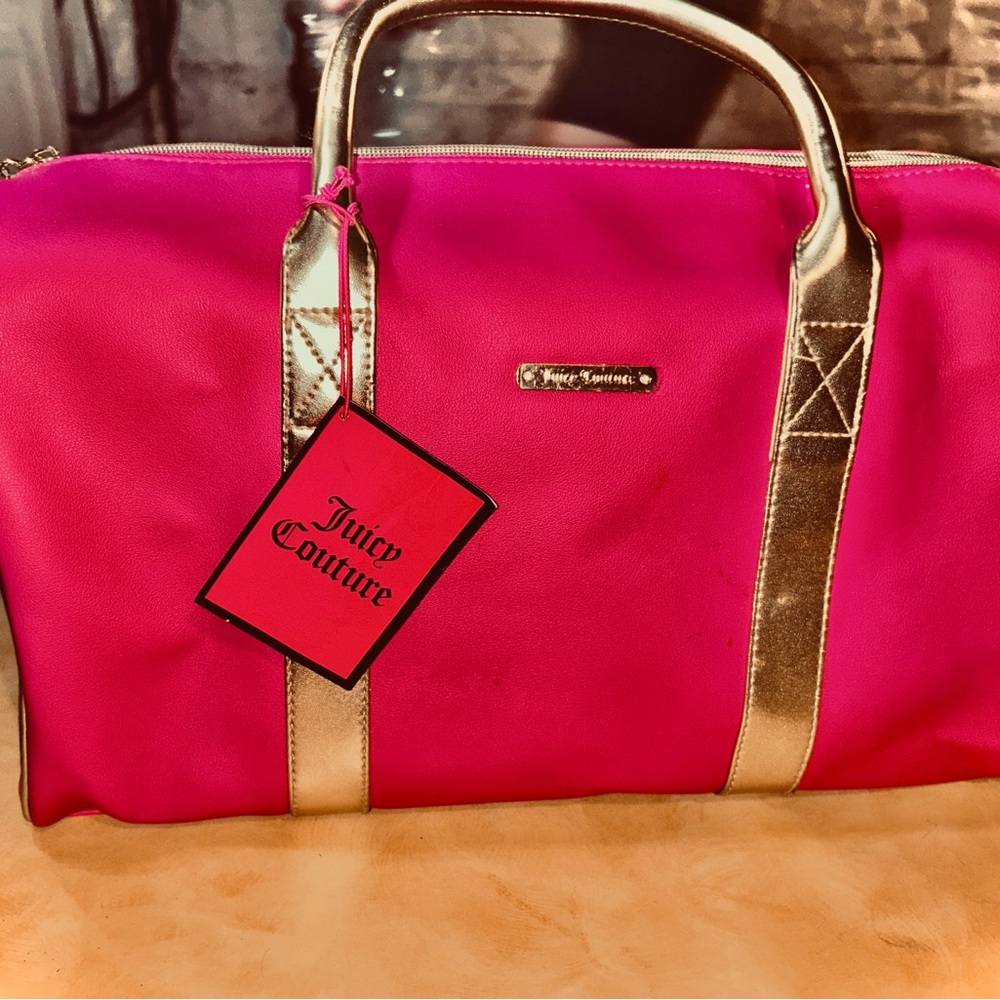 Juicy Couture Fuchsia and Gold Tote Bag